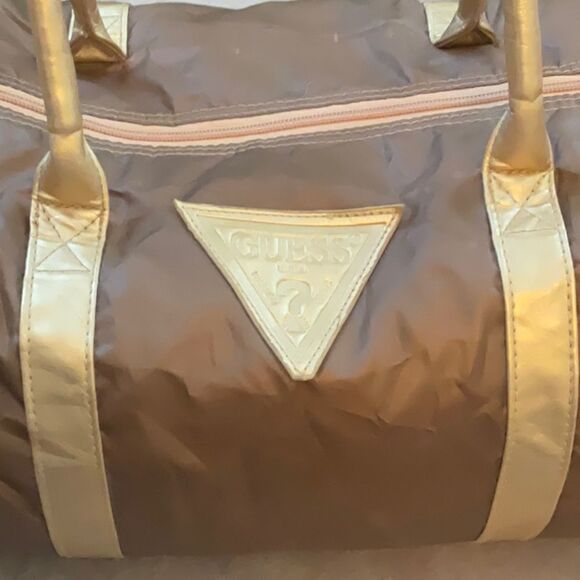 Y2K VTG *GUESS* Bronze Gold Weekender Overnight School Duffle Bag - Picture 2 of 12